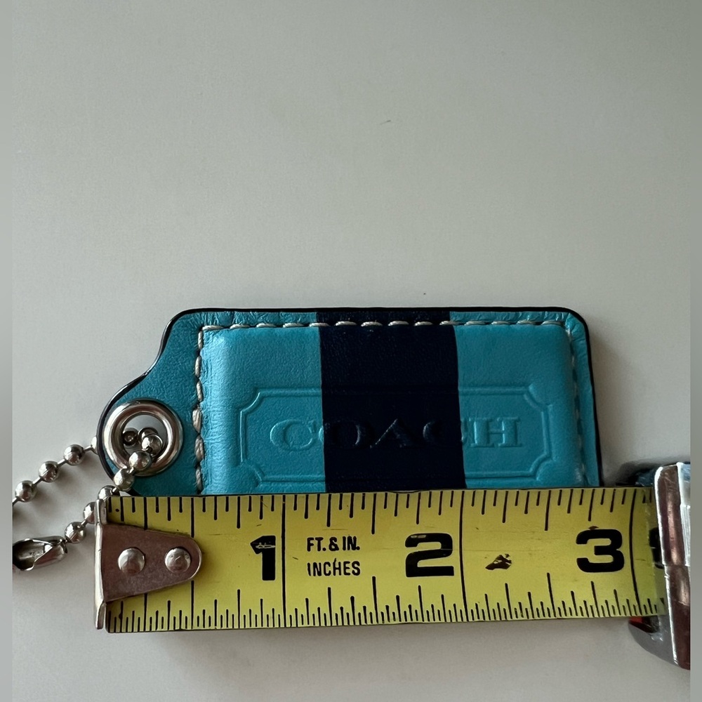 COACH Classic Blue Stripe Leather Bag Hang Tag Silver Hardware Rare! - Picture 5 of 9